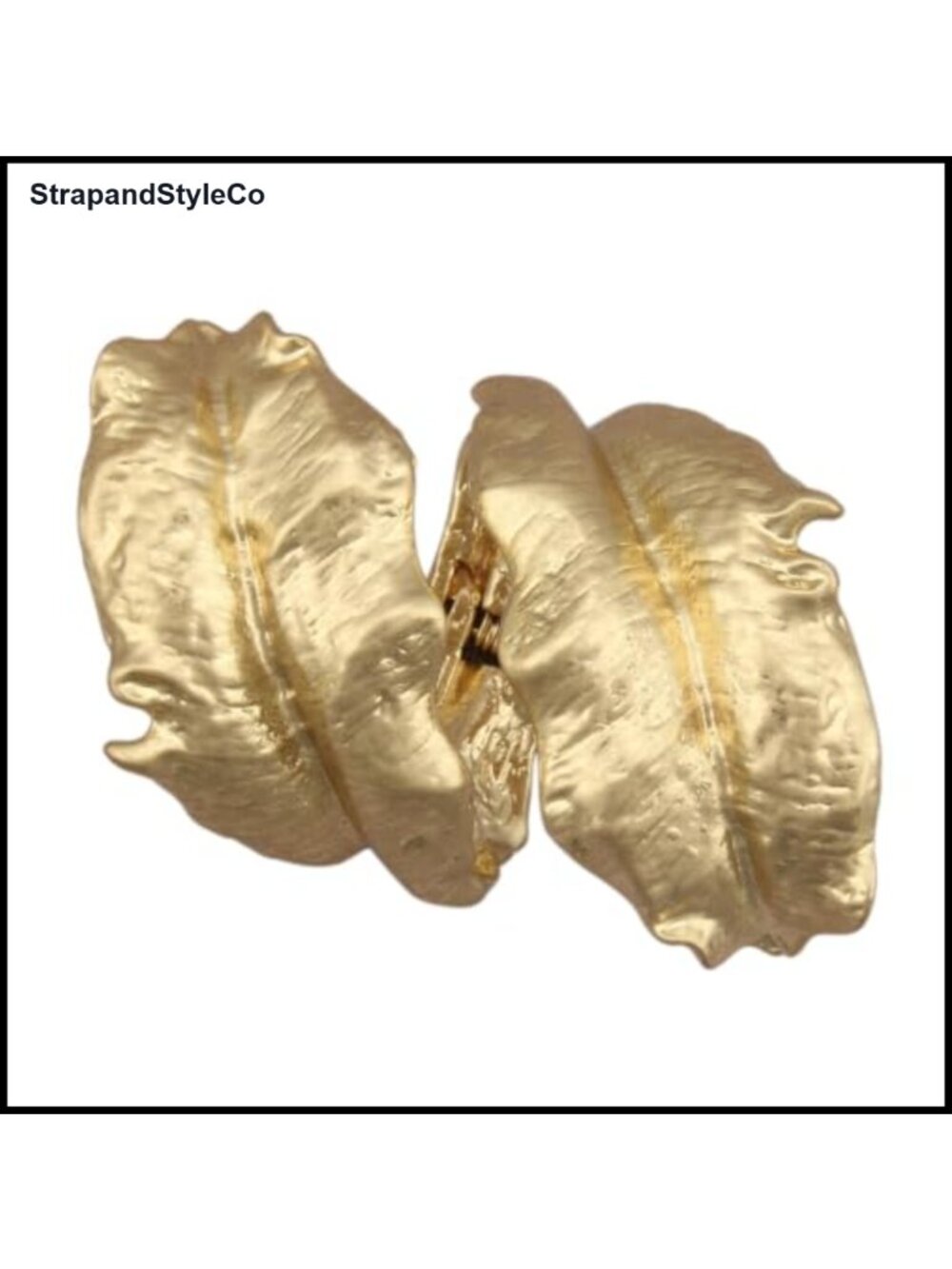 Chunky Gold Plated Feather Cuff Bracelet Wide Statement Bangle